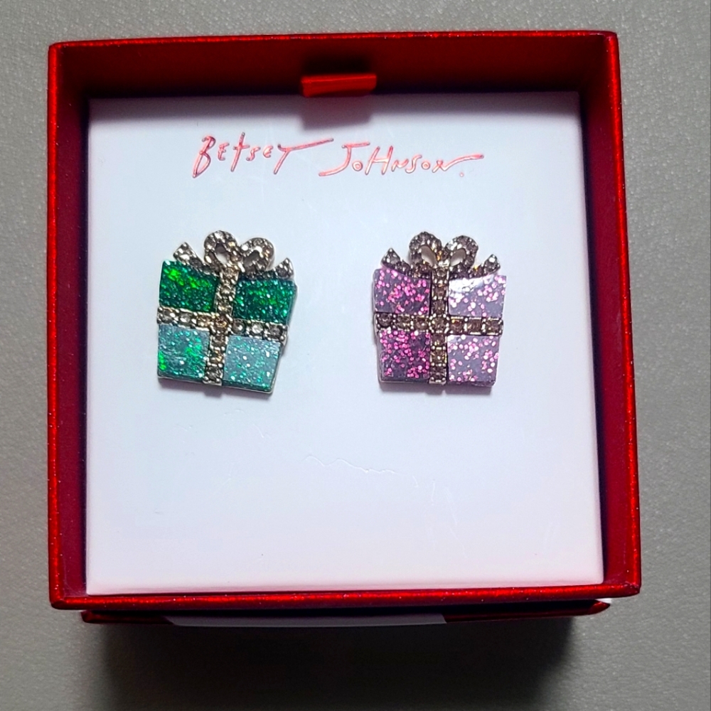 Betsey Johnson Holiday Presents Mismatched Stud Earrings